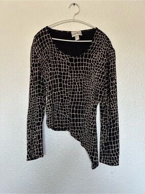 Vintage Joseph Ribkoff Asymmetrical Geometric Pattern Top